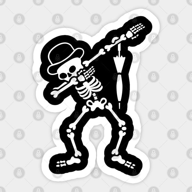 Dab dabbing skeleton bowler hat London England umbrella Sticker by LaundryFactory